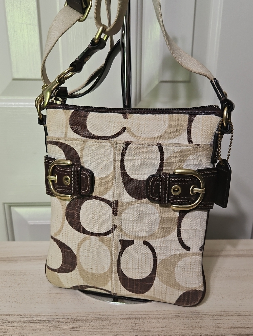 Coach EUC Soho Signature Canvas Crossbody Bag with Buckle Accents